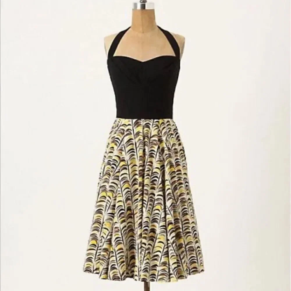 GIRLS FROM SAVOY I ANTHROPOLOGIE Memories of Feather Retro Pin-up Style Dress